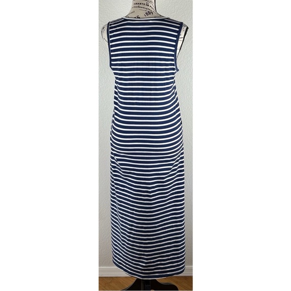 Toad & Co Blue Striped Sleeveless Organic Cotton Blend Midi Dress, size Medium - Picture 6 of 9